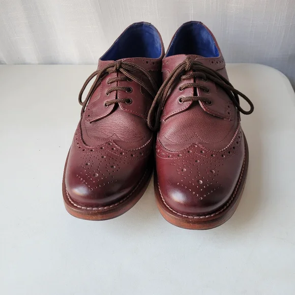 Ted Baker London Cassiuss 3 wingtip burgundy leather brogues  display picture 3